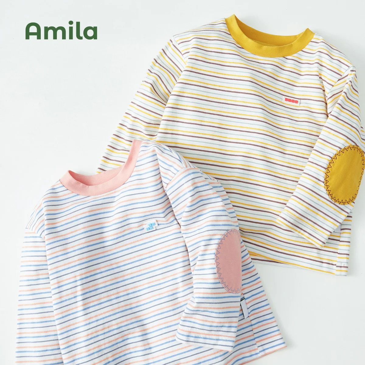 Children's T-Shirt Round Neck Striped Baby Top Boys And Girls Clothes baby t shirts kids t shirts