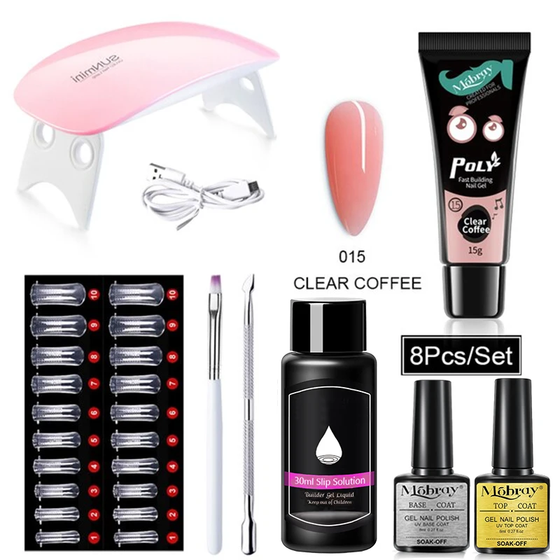 Buy Poly Nail Gel Kit With LED Lamp, Slip Solution and Glitter Color, Poly  Nail Gel All-in-one Travel Kit Online in India - Etsy