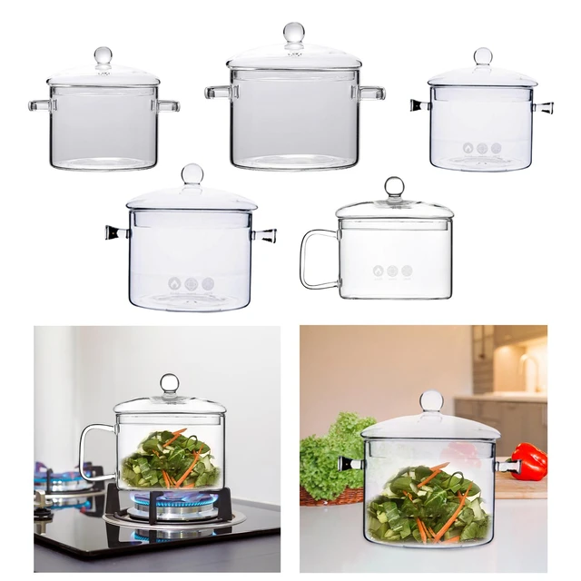 Heat Resistant Transparent Clear Pyrex Glass Cooking Pot Soup