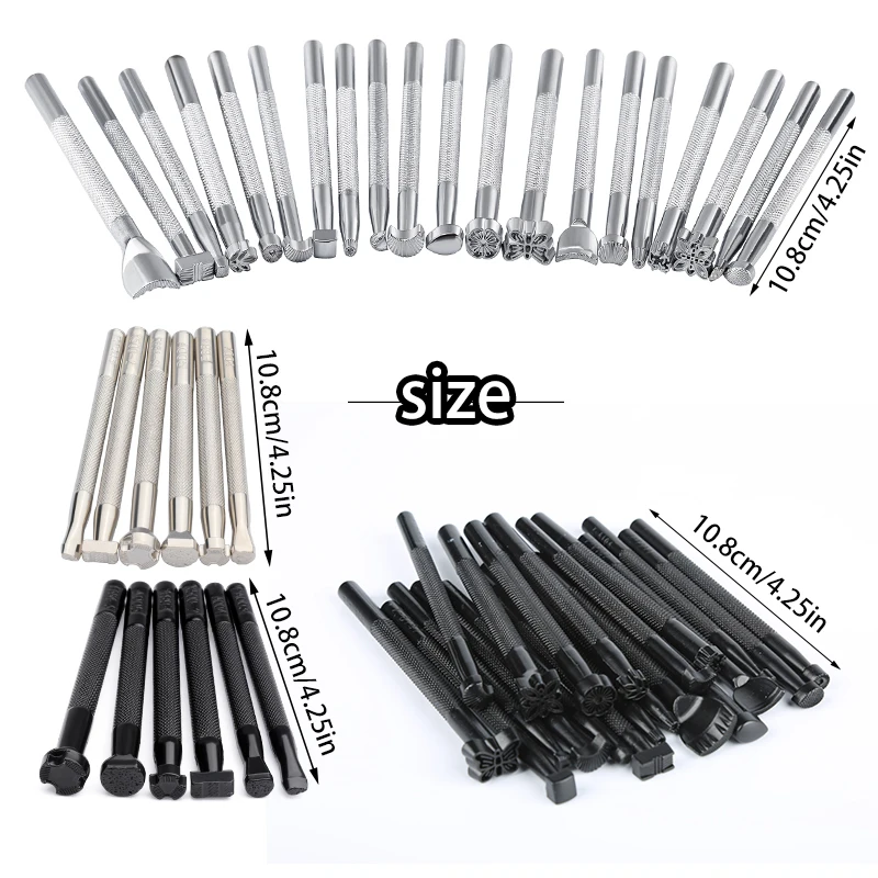 6/20 Pcs Leather Stamping Tools Set Different Shape Saddle Making Stamp Tools Kit Leathercraft Printed Punching