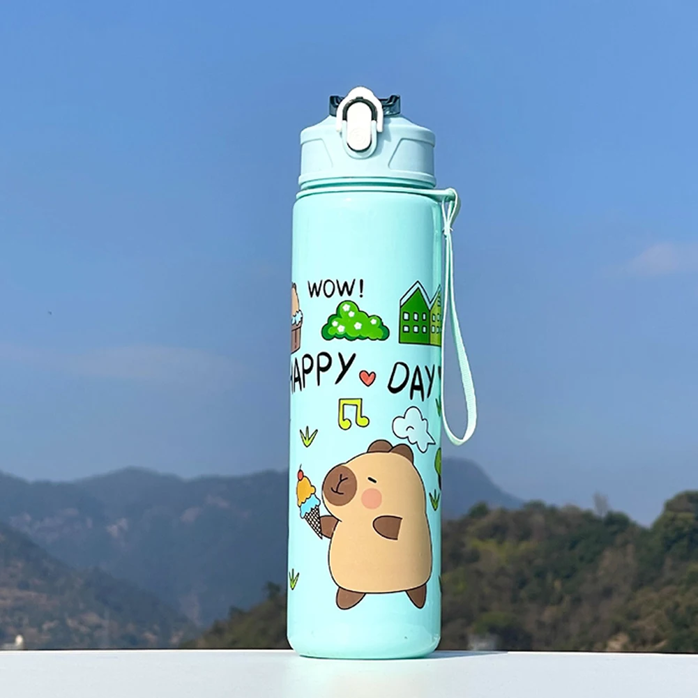 700ml 카피바라 귀여운 빨대 손잡이 휴대용 물병 대용량 카와이 물병 야외 활동용