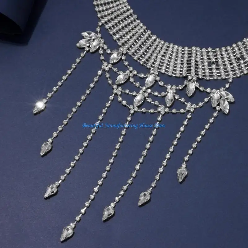 E56A Luxuriöse Taillenkette mit Quasten und Diamanten, Strasssteinen, Bauchkette, Zubehör, Körperschmuck für Modebegeisterte – Detail 10
