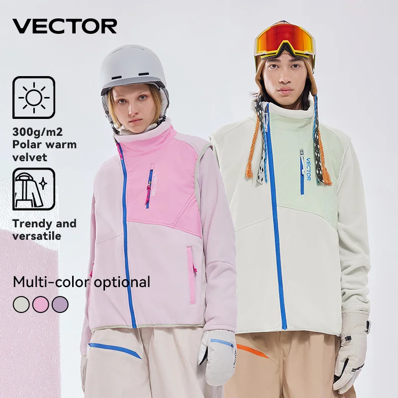 VECTOR Men and Women Fleece Vest Mid Layer Warm Quick Drying Ski Outdoor Sports Skiing Hiking ski protective clothing