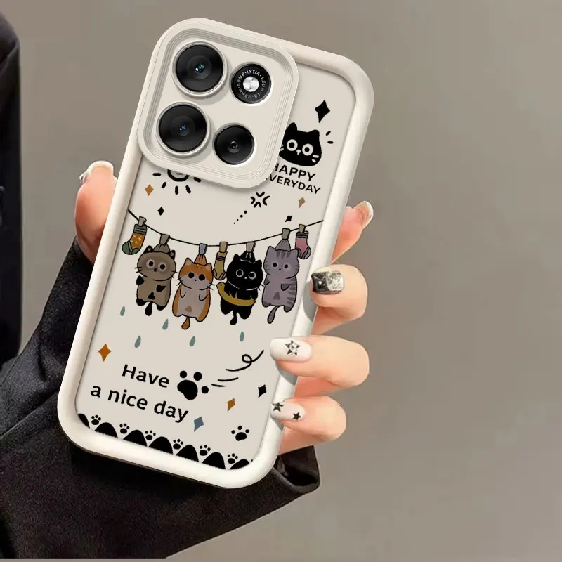 Fashionable Cute Cartoon Cat Silicone Shockproof Protective Back Cover Case