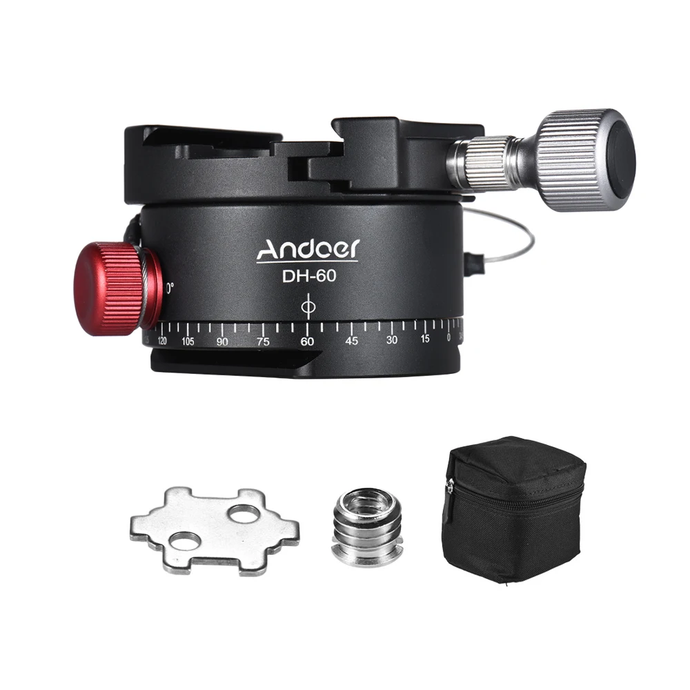 Andoer DH-60 Panoramic Ball Head Indexing Rotator HDR Tripod Head CNC Aluminum Alloy Max. Load 33Lbs for DSLR Camera
