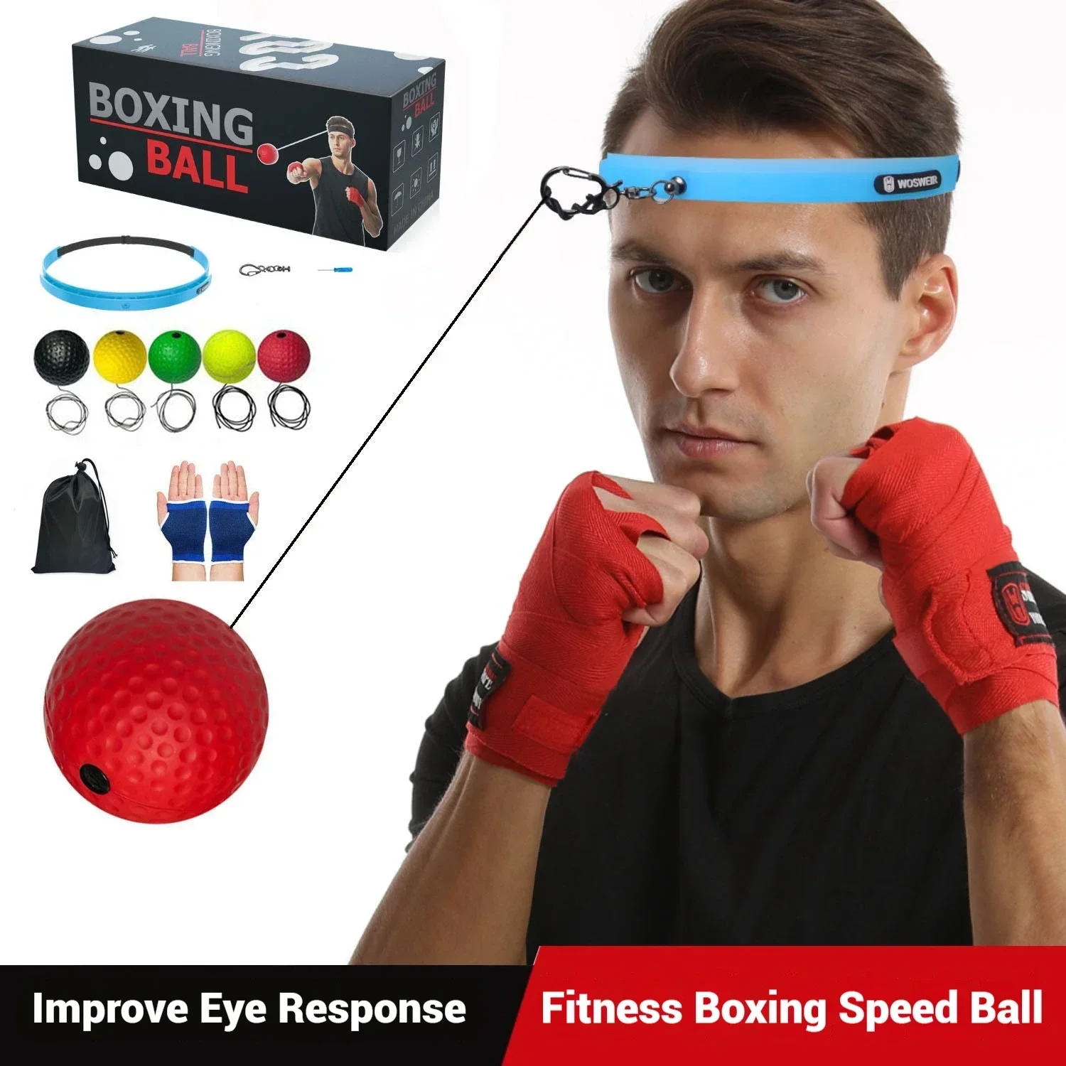 WOSWEIR-Head-Mounted Speed Reaction Ball Fitness Training Home Entertainment Decompression Vent Ball for Adults And Children