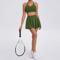 Yoga Set Casual Outdoor Bra Tennis Short Skirt Anti-light Running Pocket Fitness Suit Breathable Yoga Tank Top Tennis Suit Set - Image 4