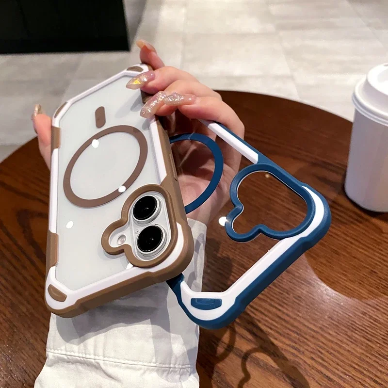 Luxury Armor Magnetic Clear Hard Bumper Phone Case - Dual Color Design