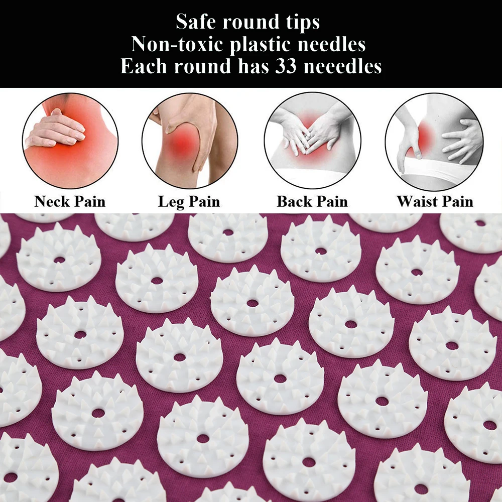 Massage Acupressure Mat Head Neck Back Foot Cushion Pillow Spike Yoga Mat Anti-stress Needle Massager Acupuncture pad massage pillow