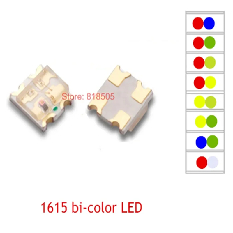 100PCS 0805 SMD LED 1615 Bicolor LEDs 2 Colors RED + WARM WHITE LIGHT BEADS LAMPS