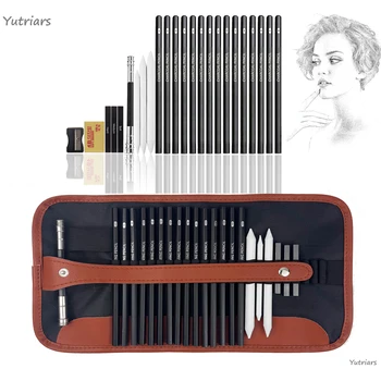 Set da 25 Pezzi per Disegno e Colorazione, Kit di Matite e Strumenti Artistici Professionali