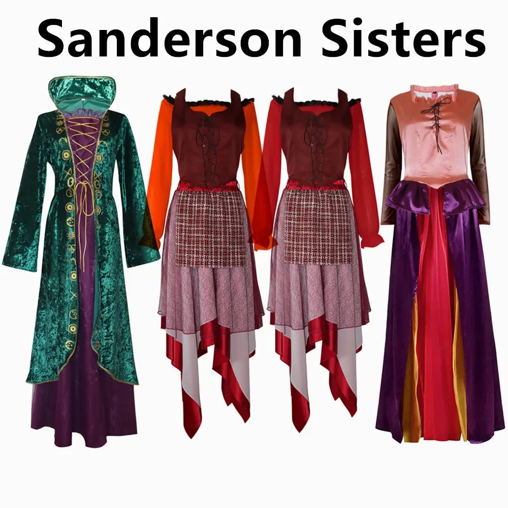 Adulto Halloween Hocus Pocus Witch Mary Sarah Winifred Dress Cospaly Vampire Movie Sanderson Sisters Costume Abiti Suit