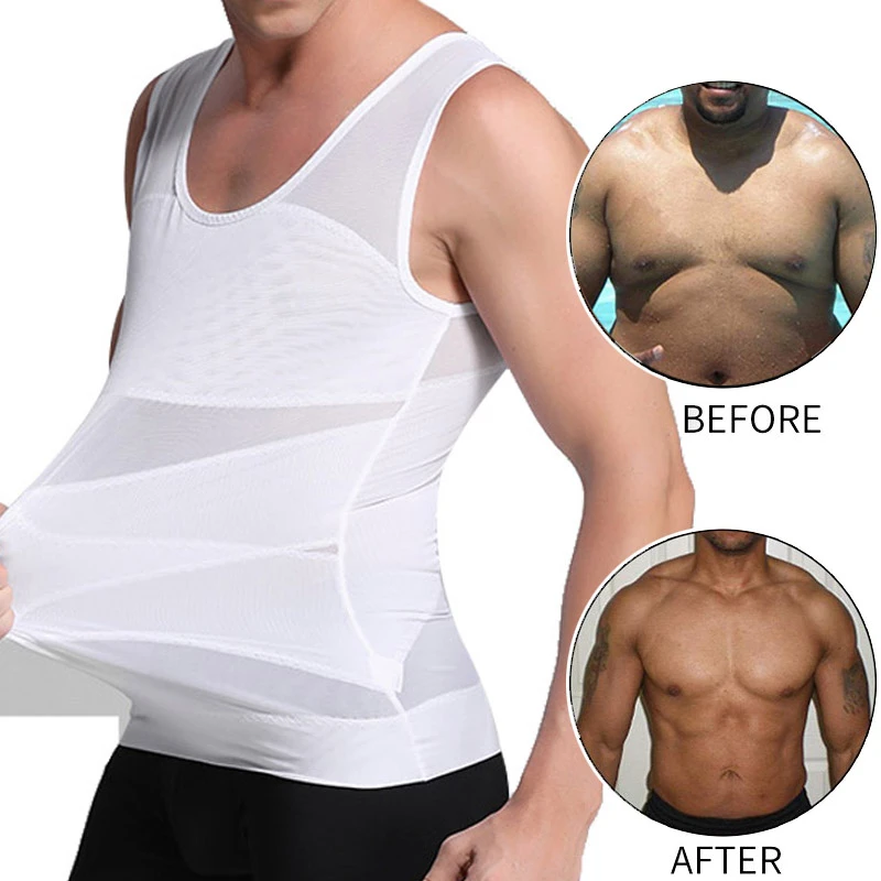 Mens Chest Compression Shirt Vest Slimming Shirt Body