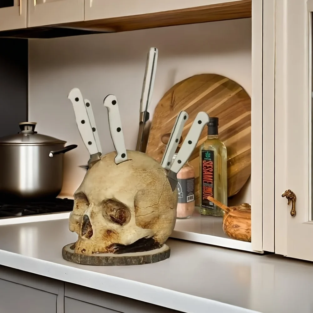 Kitchen Knives Holder Skull