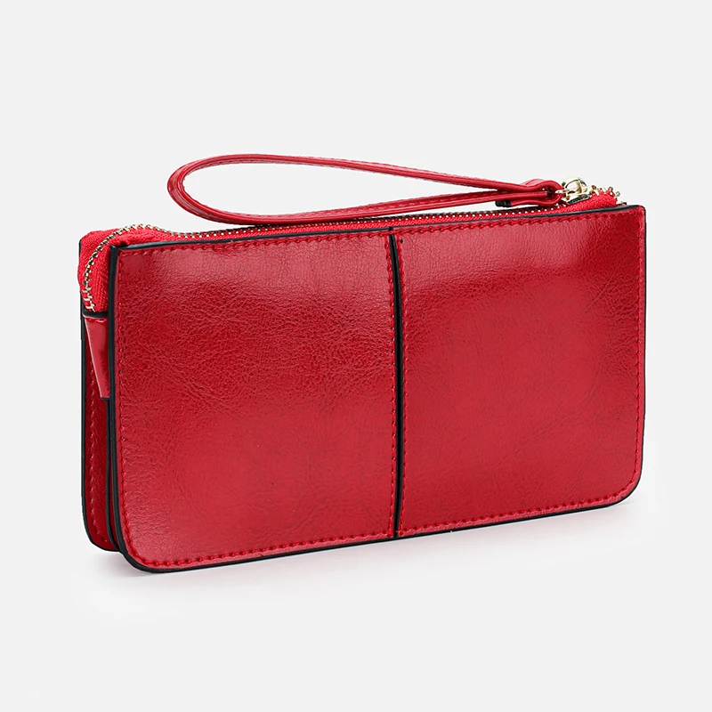 Genuine leather long wallet for women capacity Phone Bag Zipper Wallets Cowhide Card Holder Coin Purse card wallet Cardholder