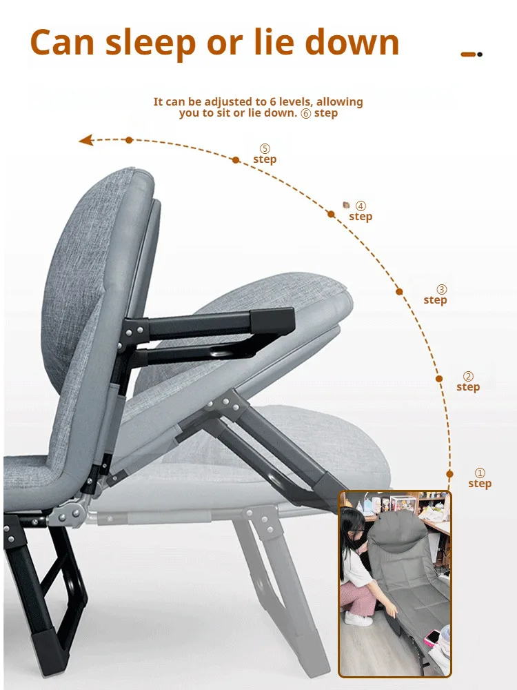 Multifunctional Folding Chair Office Sofa Bed Single Bed Camping Recliner Folding Chair with Bed