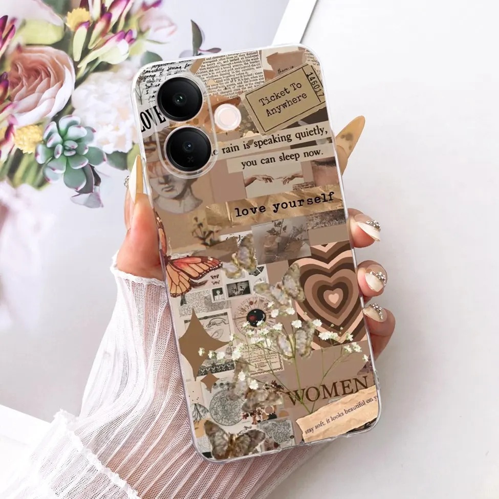 Clear Luxury Cute Cat & Butterfly Painted Case