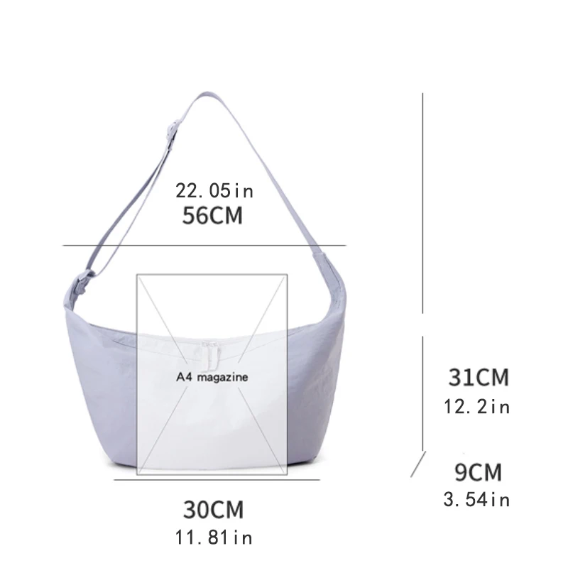 Fashionable large capacity crossbody bag - multifunctional solid color Korean style dumpling shoulder bag, suitable for casual o