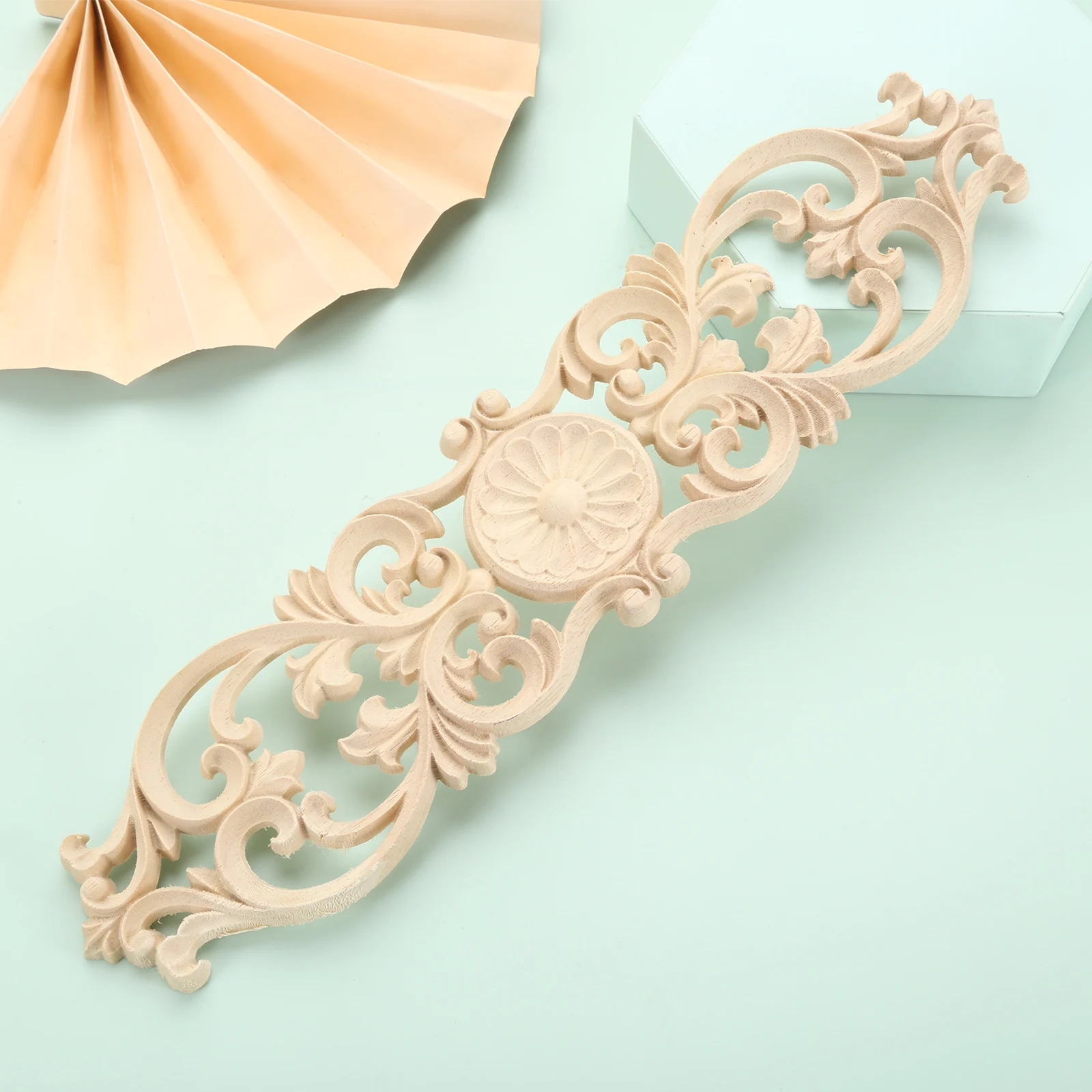 Onlay In Legno Intagliato Per Mobili – Motivo Floreale 27x26 Cm – Non Verniciato, In Legno Di Gomma – Per Decorazione Porta, Armadio, Parete