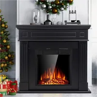 44" Electric Fireplace with Mantel Package Free-Standing Fireplace Heater, Wooden Surround Firebox with Log, Remote Control 1