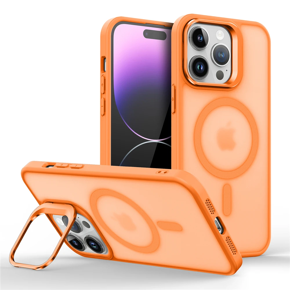 Magnetic Metal Lens Stand Holder Case with Magsafe and Matte Skin
