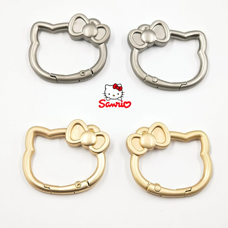 Kawaii Hello Kitty Metal Key Ring Anime Aluminum Carabiner Keychain Hook Pendant Chain Handmade DIY Accessories Materials