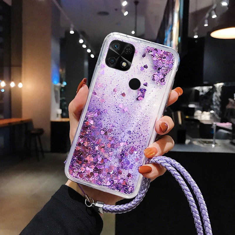 Glitter Liquid Silicone Lanyard Quicksand Phone Case