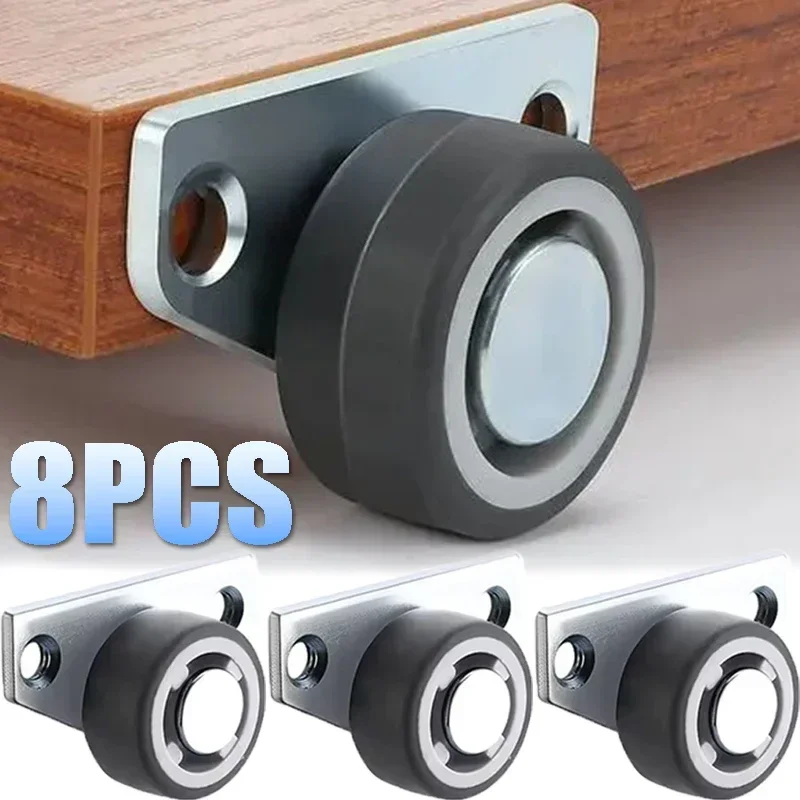 8/1PCS Mini Side Mount Caster Wheels Silent Rubber Furniture Casters Directional Cartwheels For Trolley Drawer Kitchen Cabinets