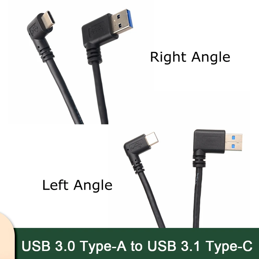 1 м 90 градусов левый правый угол USB 3.0 Type-A штекер на USB 3.0 Type-C колено штекер USB синхронизация данных зарядный кабель для Xiaomi 4C/5 Huawei