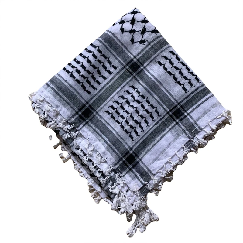 

Arab Turban Muslim Keffiyeh Scarf Hijab Shemagh Desert Keffiyeh Fashion Military for Head Neck Scarf White Arab