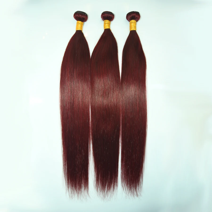 

28 30 32 Inch 99J Burgundy Straight Human Hair Bundles Colored Brazilian Hair Extensions Silky Remy Hair Weave Bundles