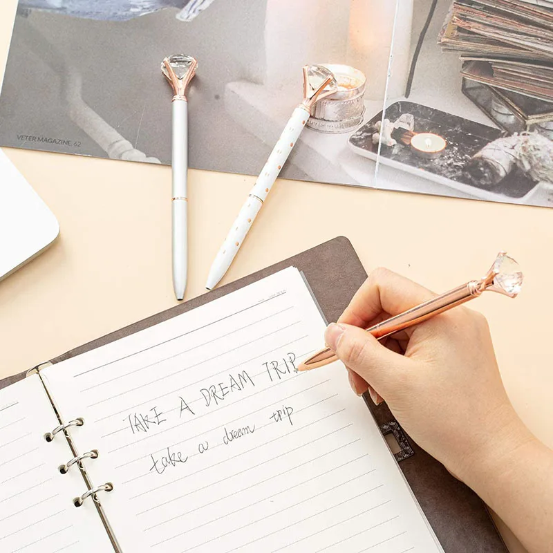 1.0mm Metal Nib Rhinestone Pen Ball Point Pen Crystal Diamond Ballpoint Bling Metal Office Supplies Student Stationery