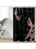 4pcs Modern style printing Shower Curtain Set With 12 Hooks, Anti-Slip Bathroom Mat, U-Shaped Toilet Rug, Bathroom Curtain Set 5