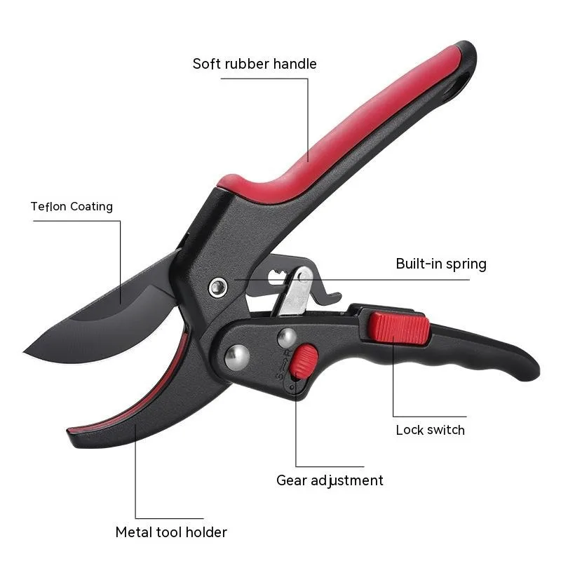 

F50 Ratchet Skip Garden Pruning Shear SK5 Steel Scissors Gardening Plant Scissor Branch Pruner Trimmer Tools