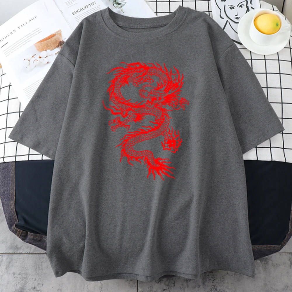 Red Dragon Fashion Street Printed Men T-Shirts Hip Hop