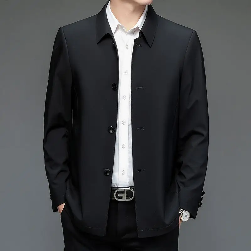 

Autumn and Spring Pure Cotton Male Coat Men New Wash Windbreaker Overcoat Slim Long Coat Turn Down Collar Casual Jacket B156