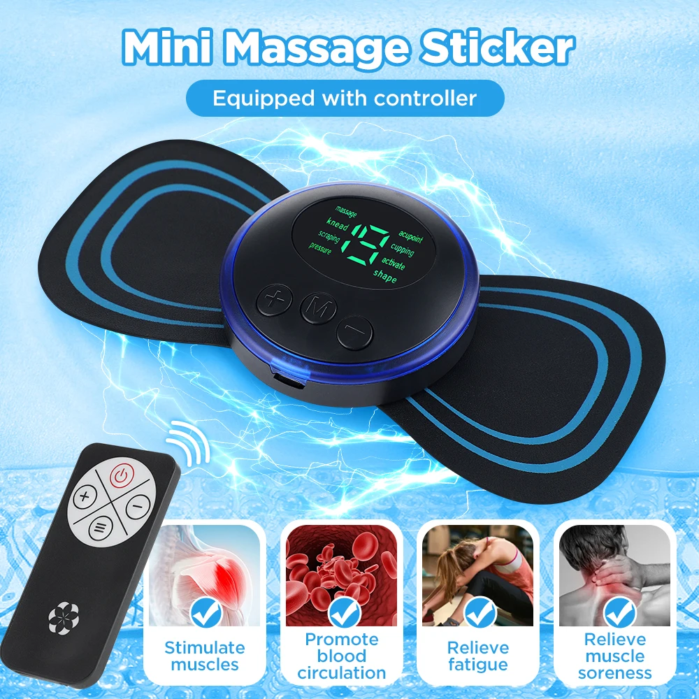 Remote Control Electric Neck Massager Set Smart Portable Rechargeable Cervical Massage Patch to Relax and Relieve Fatigue