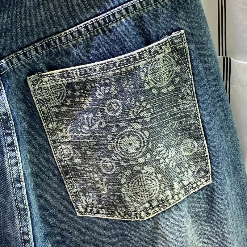 2024Spring and Summer New Loose Oversized Jeans Men's Fashion Printing Casual Fashion All-Matching British Style Harem Trousers