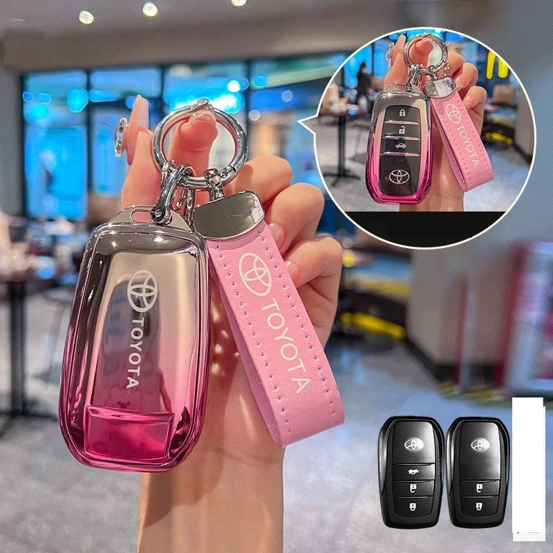 TPU Car Remote Key Case Cover Shell For Toyota Land Cruiser 300 Prado Crown TLK 200 Yaris Cross Hilux Innova Fortuner Camry 55