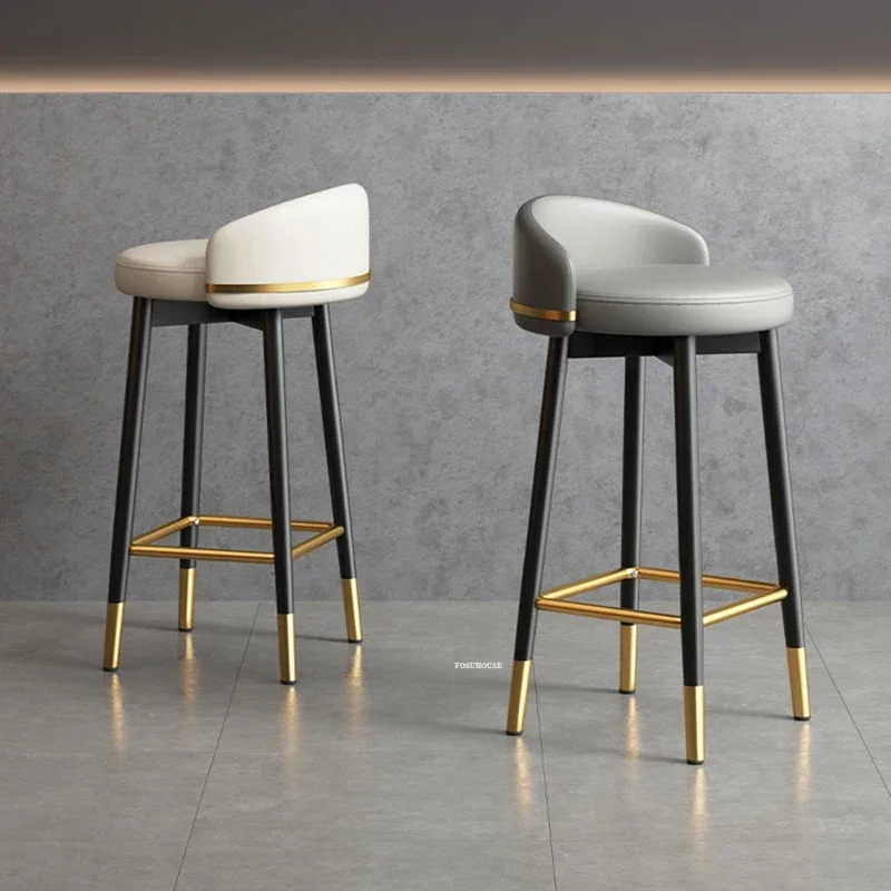 Home Kitchen High Bar Stool Nordic Minimalist Bar Chairs Wrought Iron Backrest High Barstool Light Luxury Fashion Furniture