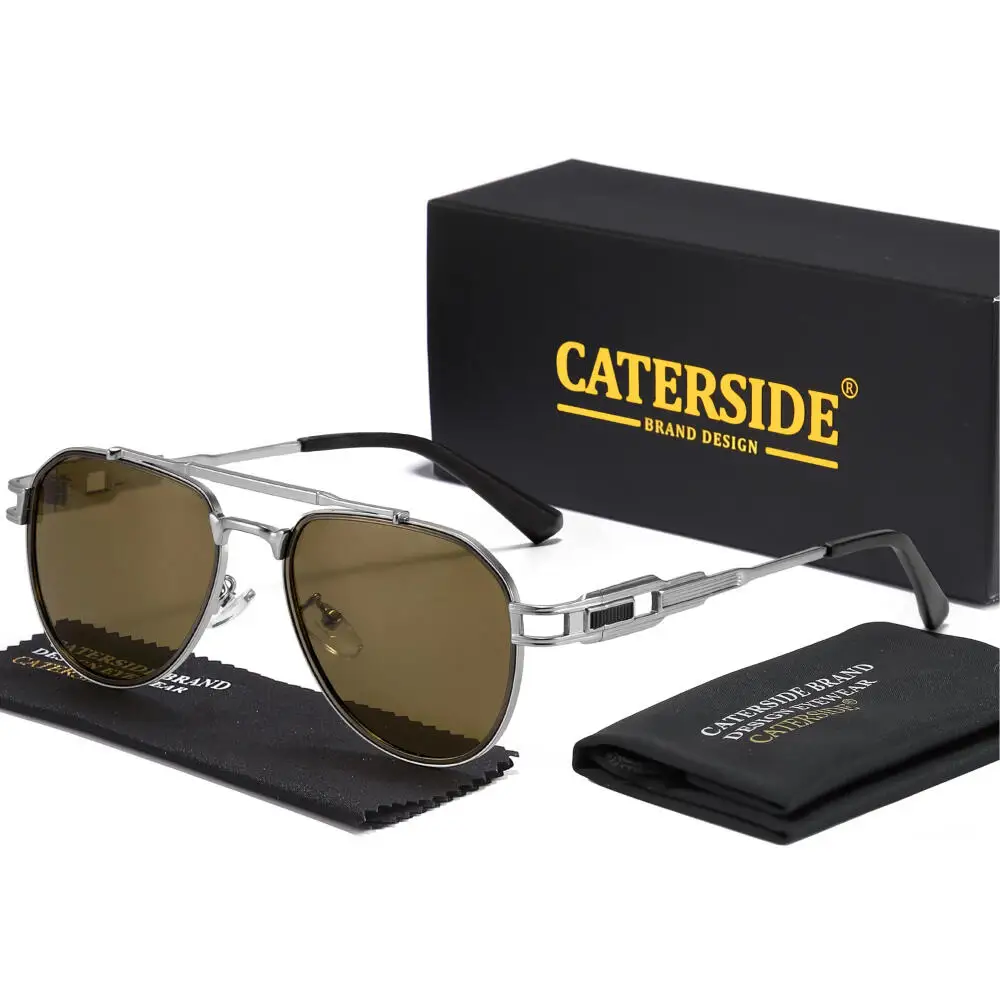 CATERSIDE Retro-Punk-Sonnenbrille für Herren, rund, personalisiertes Design, Metall-Sonnenbrille, Damen, Reisen, Party, Business, Geschenk, Brillen, UV400