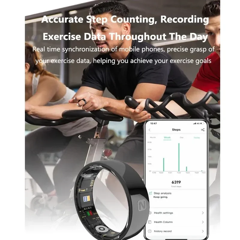 2026 New NFC Smart Ring for Huawei Xiaomi Samsung, Heart Rate Blood Pressure Multi-Sport Monitor 5ATM SmartRing Women Men 3