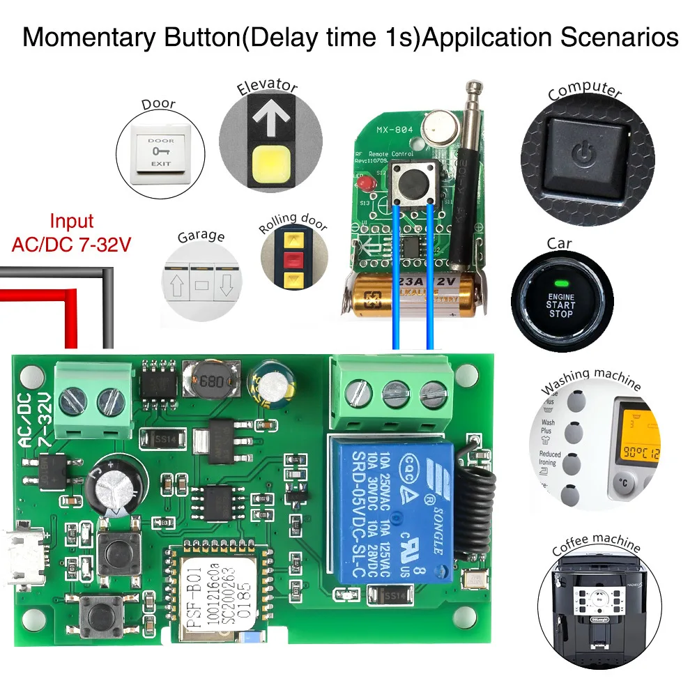 Itead 5V Jog Dispositivo, On-Off Módulo de Relé, Via eWelink App, Alexa