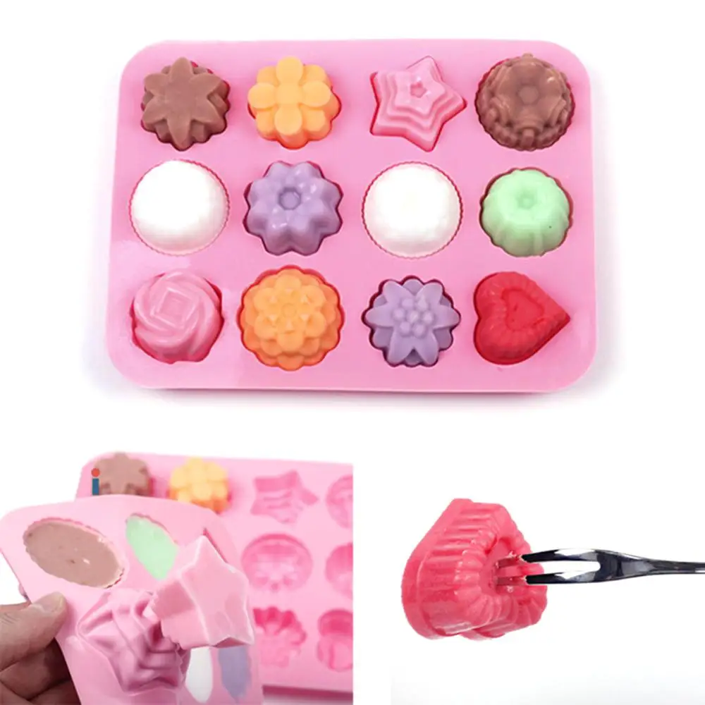 1~10PCS Kitchen ToolsCake Baking Mould Flower Shaped Silicone Mould Handmade Candle Soap Moulds Mold Cake Baking Soap Molds