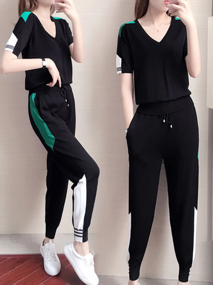 Jogging Suit Women Korean Version Loose Casual Suits Female Summer Fashion  Thin Running Sportswear Two-piece Gym Clothing Female