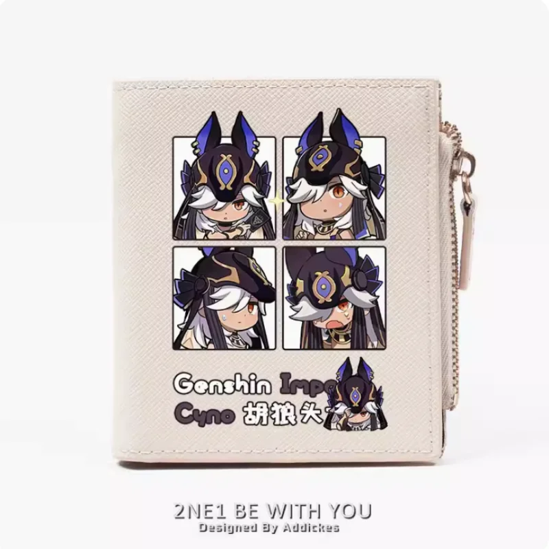 Genshin Impact Cyno Anime  Zipper Wallet Fold Bag Multi Card  Coin Pocket Holder Fashion Kids Wallets Gift