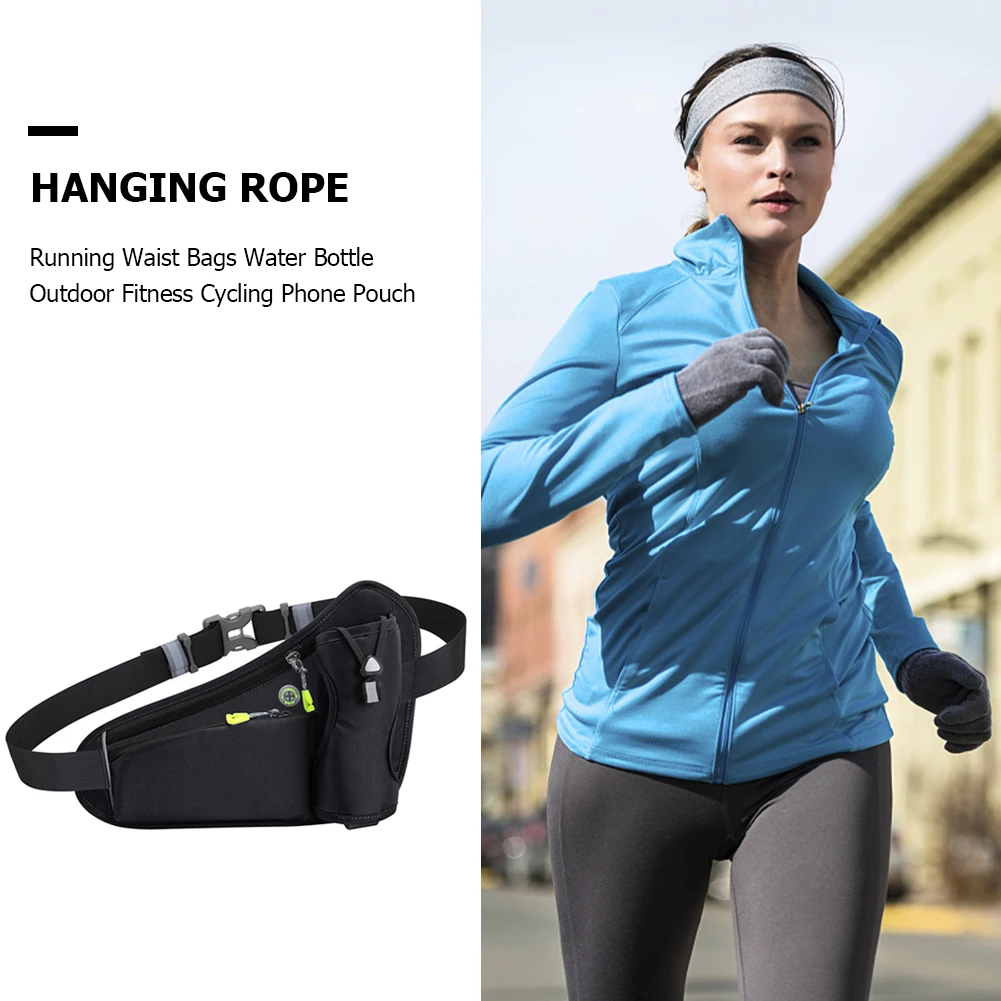 Running Bag Cycling Bag Reflective Hydration Belt Pack Waterproof Large Capacity Water Bottle Holder Bag for Hiking Walking