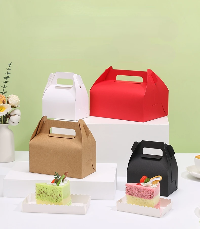 10Pcs Cardboard Gift Cake Boxes Pink Green Dessert Packaging Boxes with Handle, Portabl... - SKU CGCB2035 - UGI Packaging