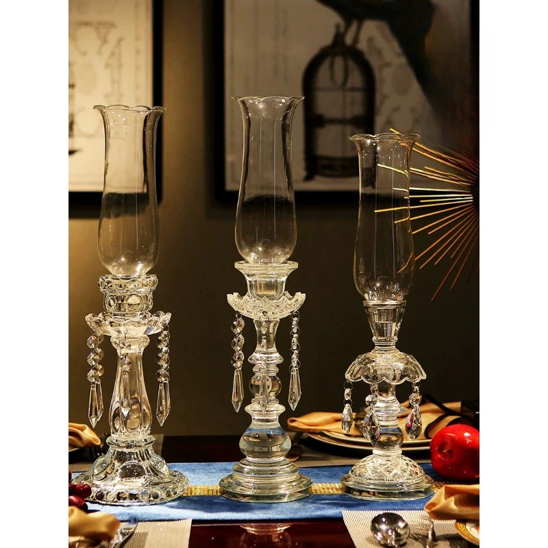 

European Crystal Candlestick Romantic Candlelight Dinner Prop Decoration Hotel Dining Table Candlestick Decoration Decoration