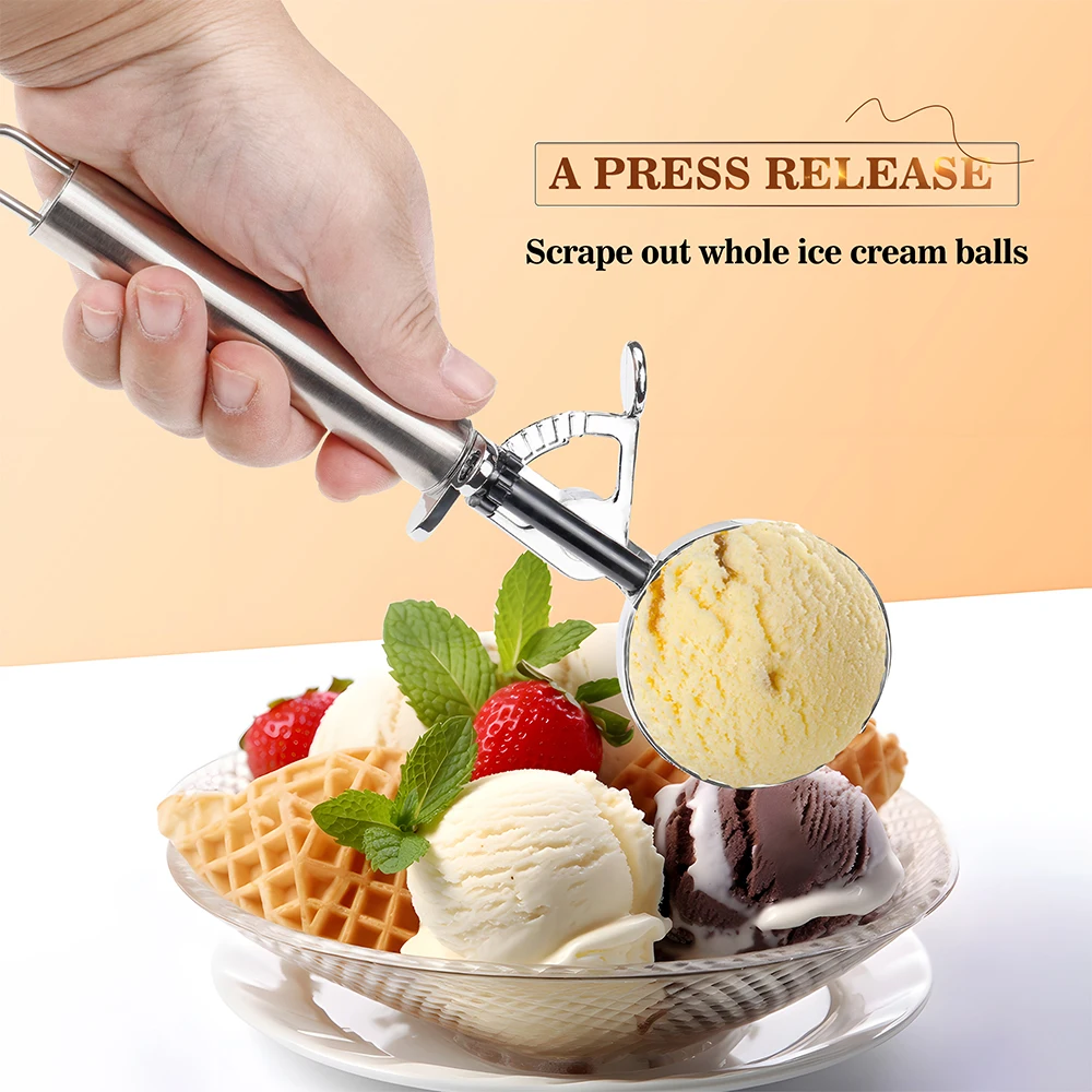 Premium Stainless Steel Ice Cream Scoop Set Multi-Function Kitchen Gadget Suitable For Ice Cream Fruit Cupcakes And Cookie Dough